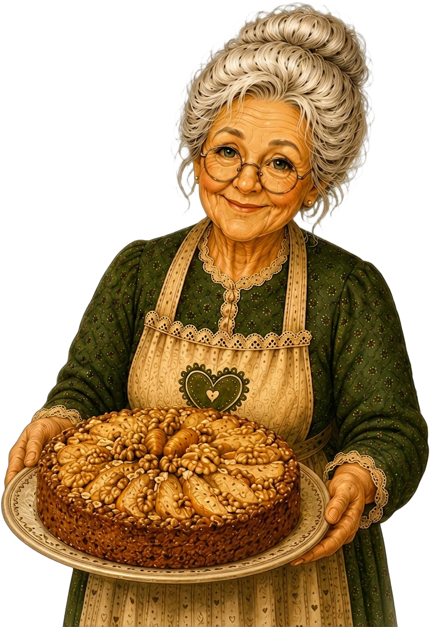 Oma in der Vorratskammer mit Einmachgläsern